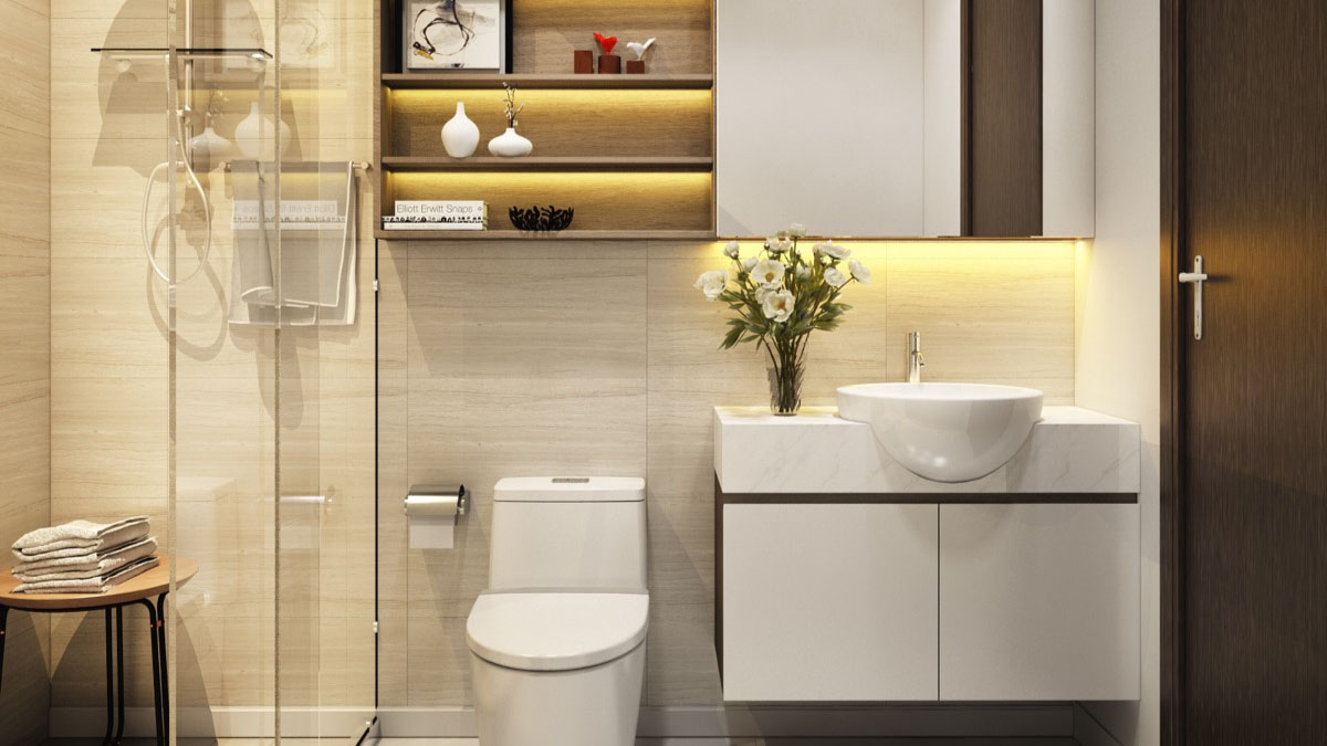 Thiết kế phòng tắm tận dụng mọi không gian thông minh.

Nguồn: Interior Design Ideas