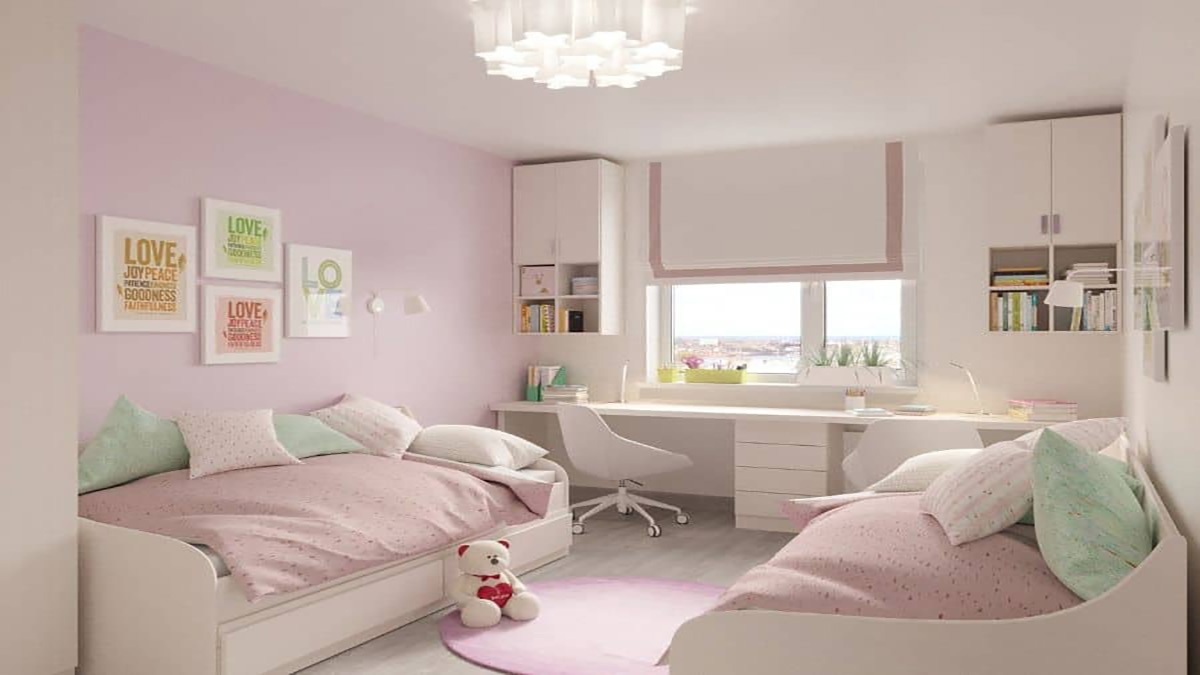 Thiết kế phòng ngủ đôi cho bé gái. Nguồn: Netluxury