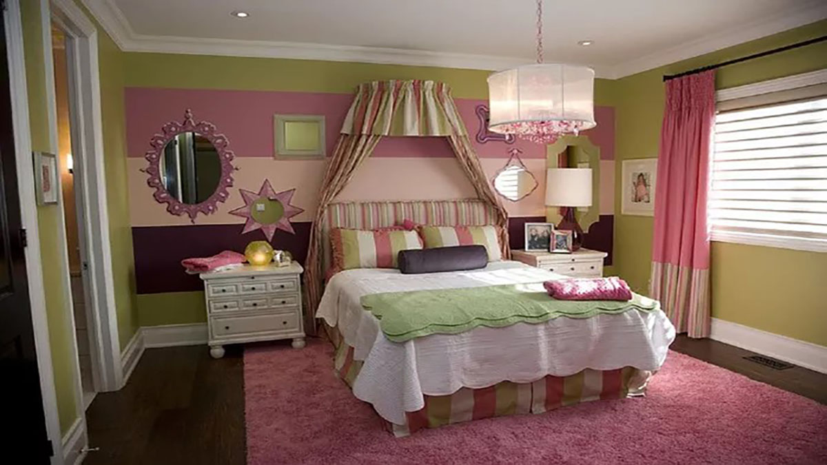 Thiết kế phòng ngủ áp dụng “nguyên tắc đường kẻ” dành cho bé gái.

Nguồn: Jennifer Brouwer Design