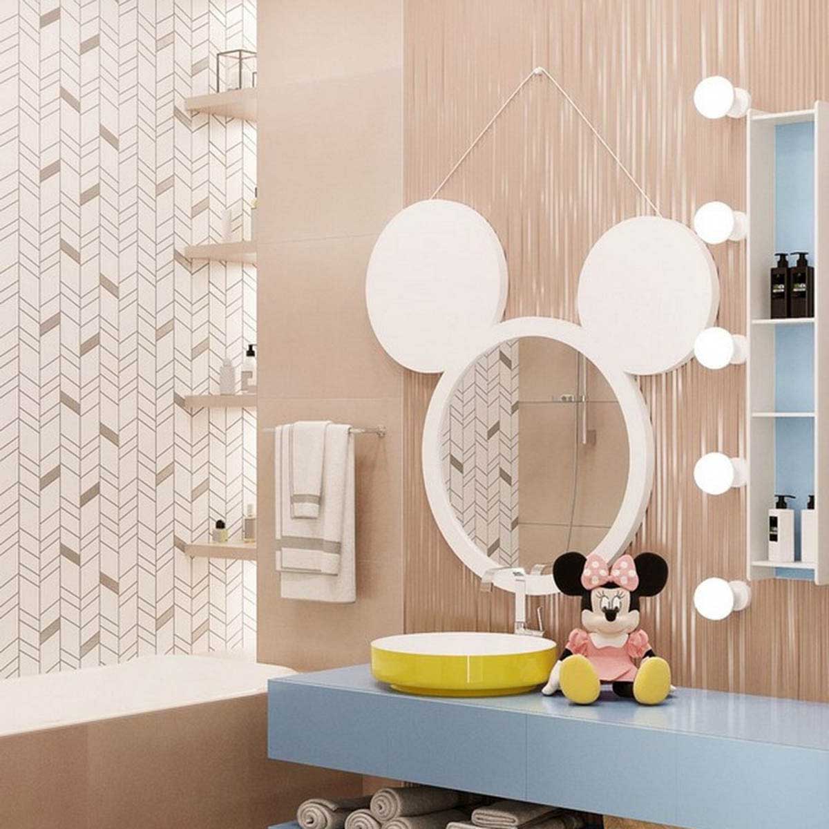 Phòng tắm Disney mơ ước của nhiều bạn nhỏ. Nguồn: Kidsbedroomideas
