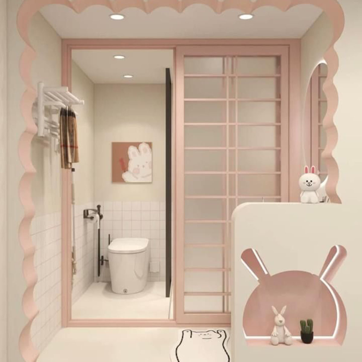 Thảm chùi chân “tone sur tone” với chủ đề phòng tắm. Nguồn: Pinterest