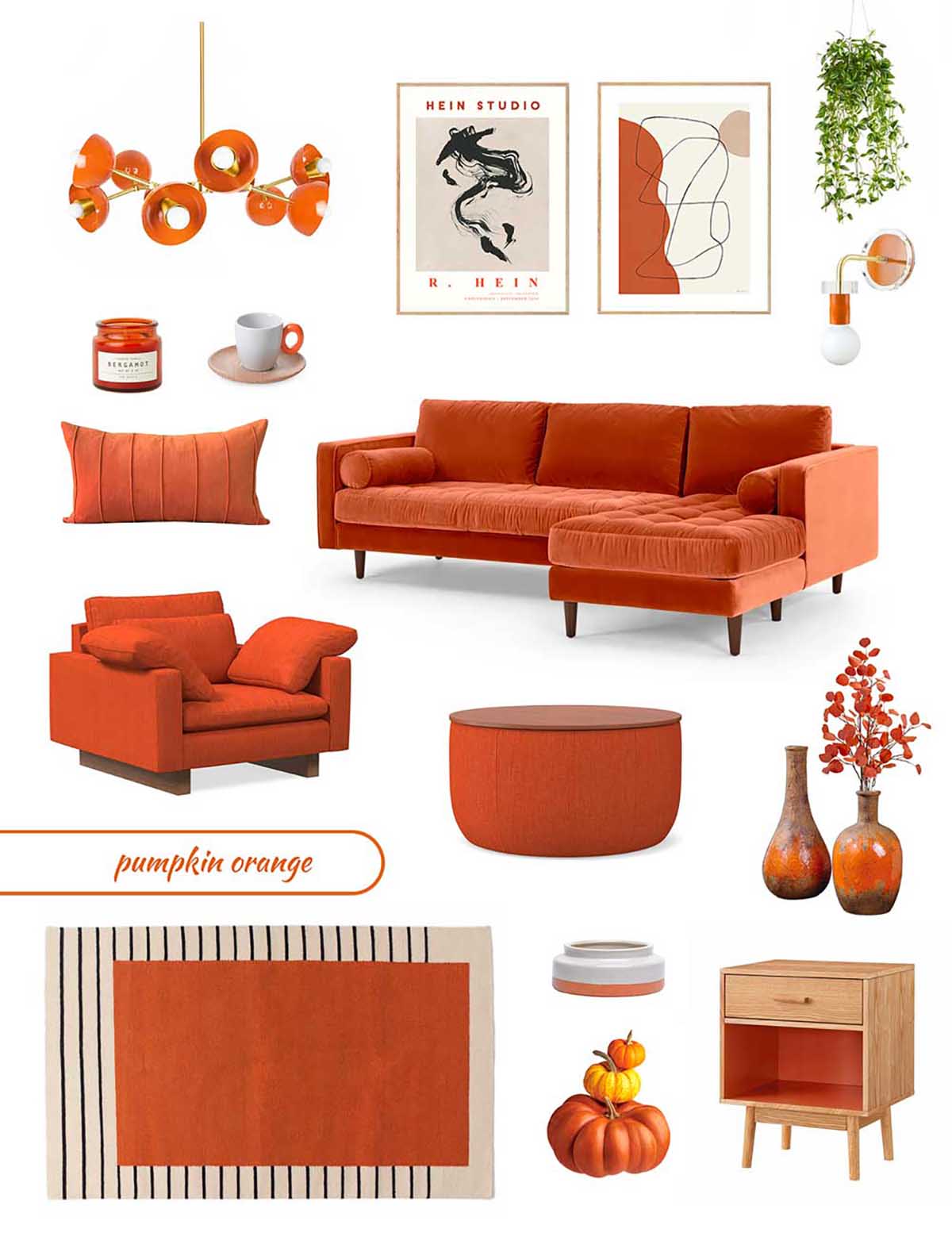 Một số đồ nội thất tông màu cam trendy. Nguồn: Pinterest
