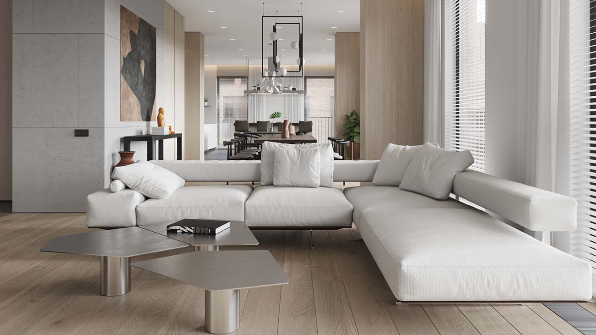 Sàn gỗ công nghiệp phổ biến trong thiết kế nội thất.  Nguồn: home-designing.com