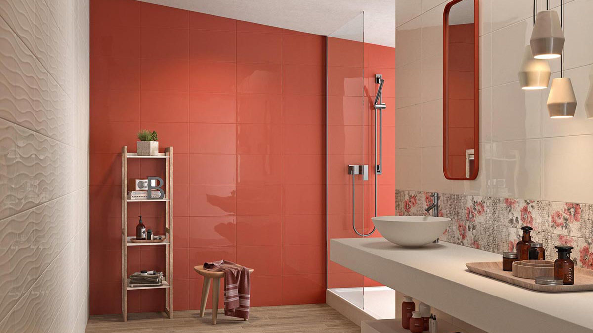 Phong cách khối màu nóng ấm trong nhà tắm.

Nguồn: Marazzigroup