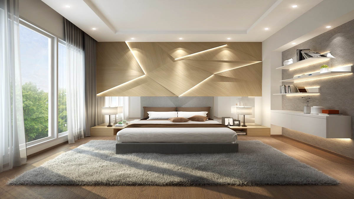 Thiết kế phòng ngủ tối giản với điểm nhấn trừu tượng đậm chất Futuristic.

Nguồn: Home Designing