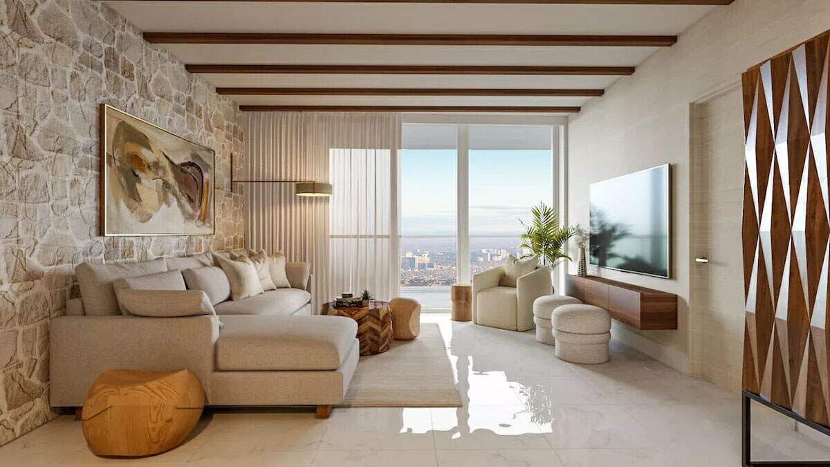 Ví dụ thiết kế phòng khách với sofa sát tường.

Nguồn: Decorilla