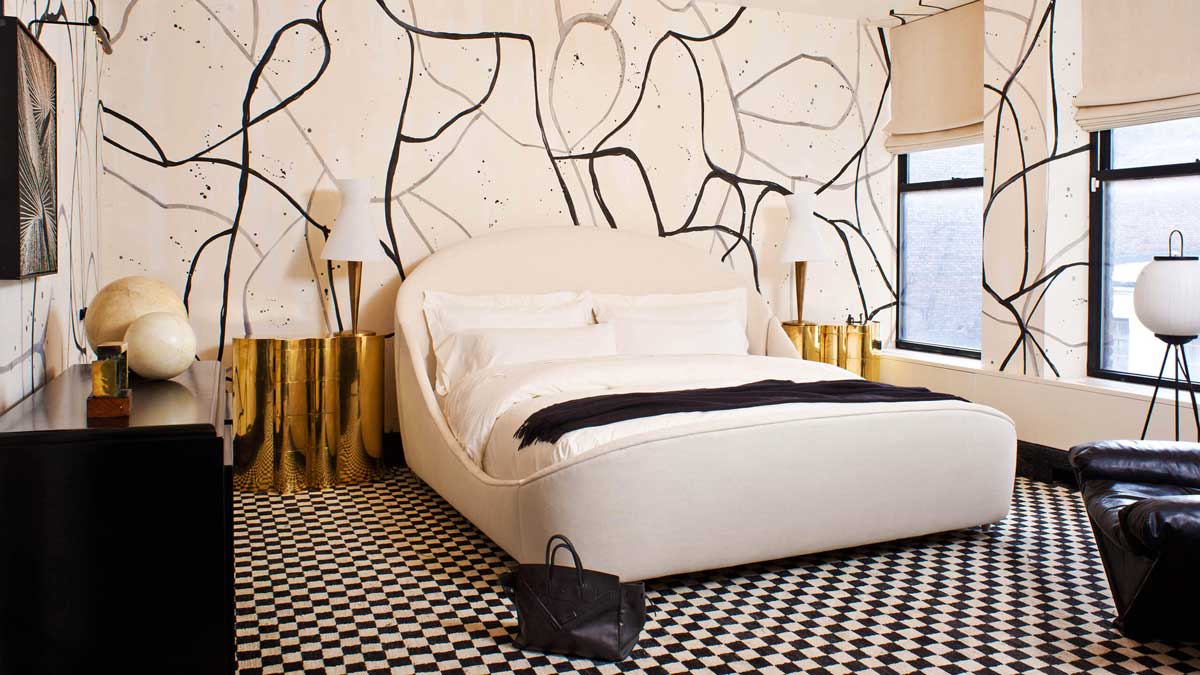 Thiết kế phòng ngủ phong cách đương đại. Nguồn: Kelly Wearstler
