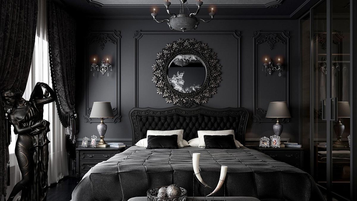 Phòng ngủ lãng mạn theo phong cách Gothic. Nguồn: algedra