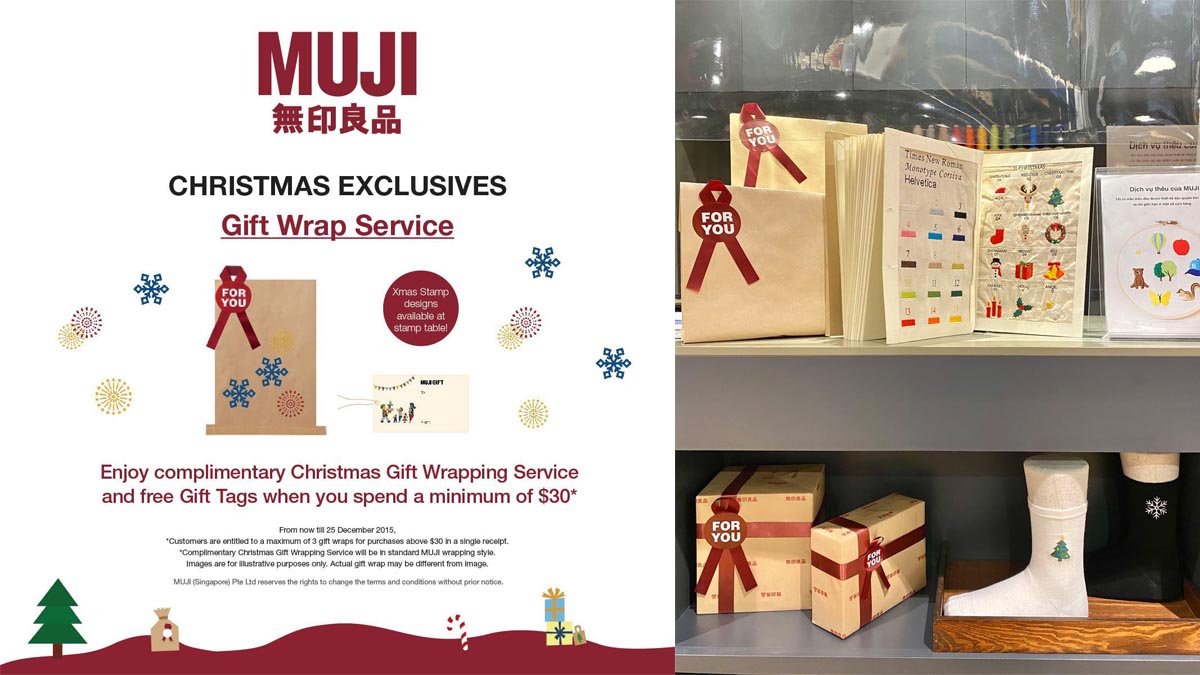 Gói quà miễn phí dịp Giáng Sinh.Nguồn: MUJI Singapore