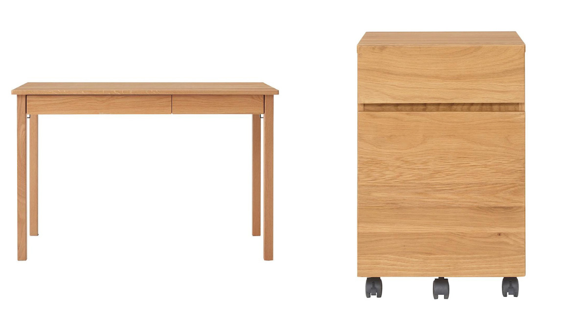 Hệ bàn và tủ gỗ sồi phong cách tối giản