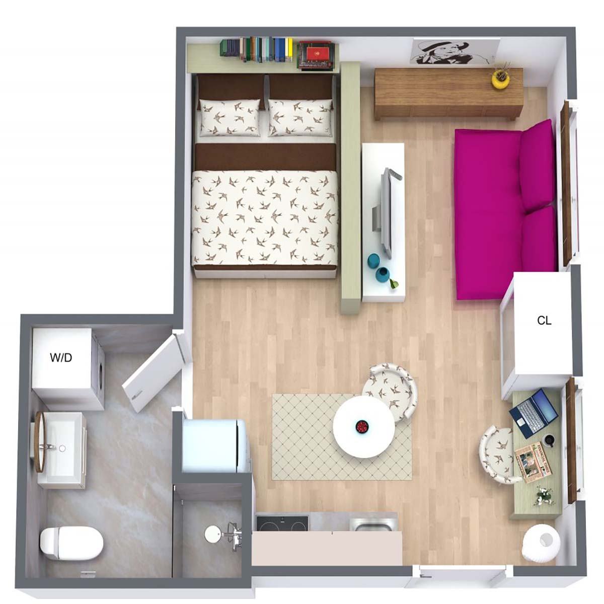 Sắp xếp mặt bằng hợp lý sẽ giúp căn hộ của bạn trở nên gọn gàng hơn.

Nguồn: Room Sketcher