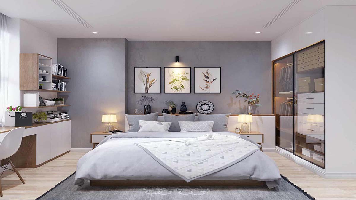 Một phòng ngủ tông màu trung tính pastel.

Nguồn: myhousedesign.vn
