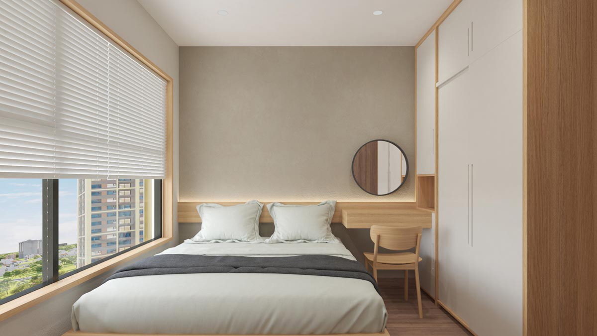 Phòng ngủ phong cách Nhật Bản tối giản. Nguồn: dghome3d.com