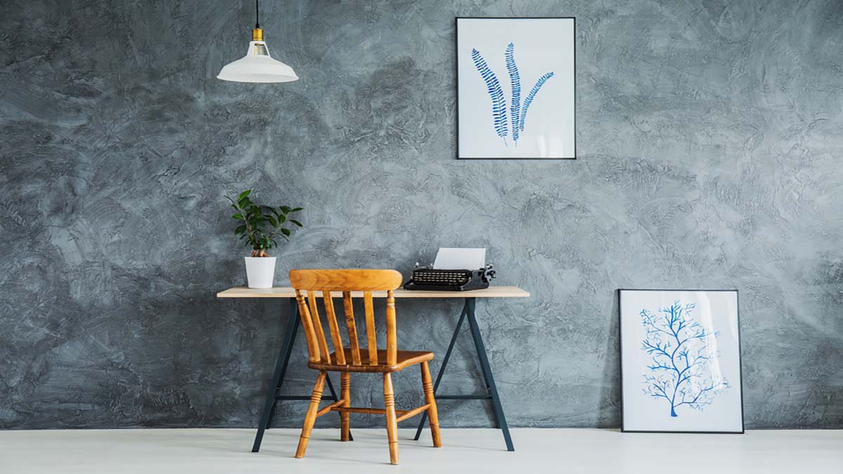Tường căn hộ sử dụng sơn hiệu ứng bê tông.

Nguồn: Shutterstock
