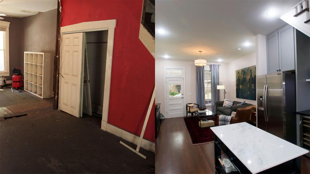 Phòng khách trước và sau khi được cải tạo.

Nguồn: HGTV