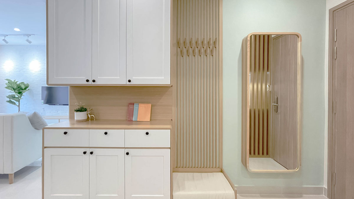 Các kệ tủ được thiết kế đa công năng với tông màu hài hòa Các kệ tủ được thiết kế đa công năng với tông màu hài hòa