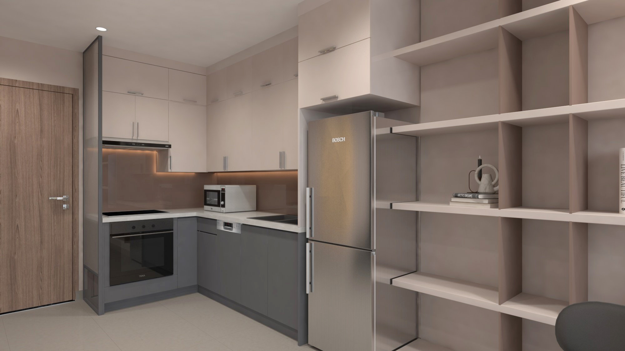 Thiết kế 3D ban đầu của hệ tủ bếp phong cách Singapore