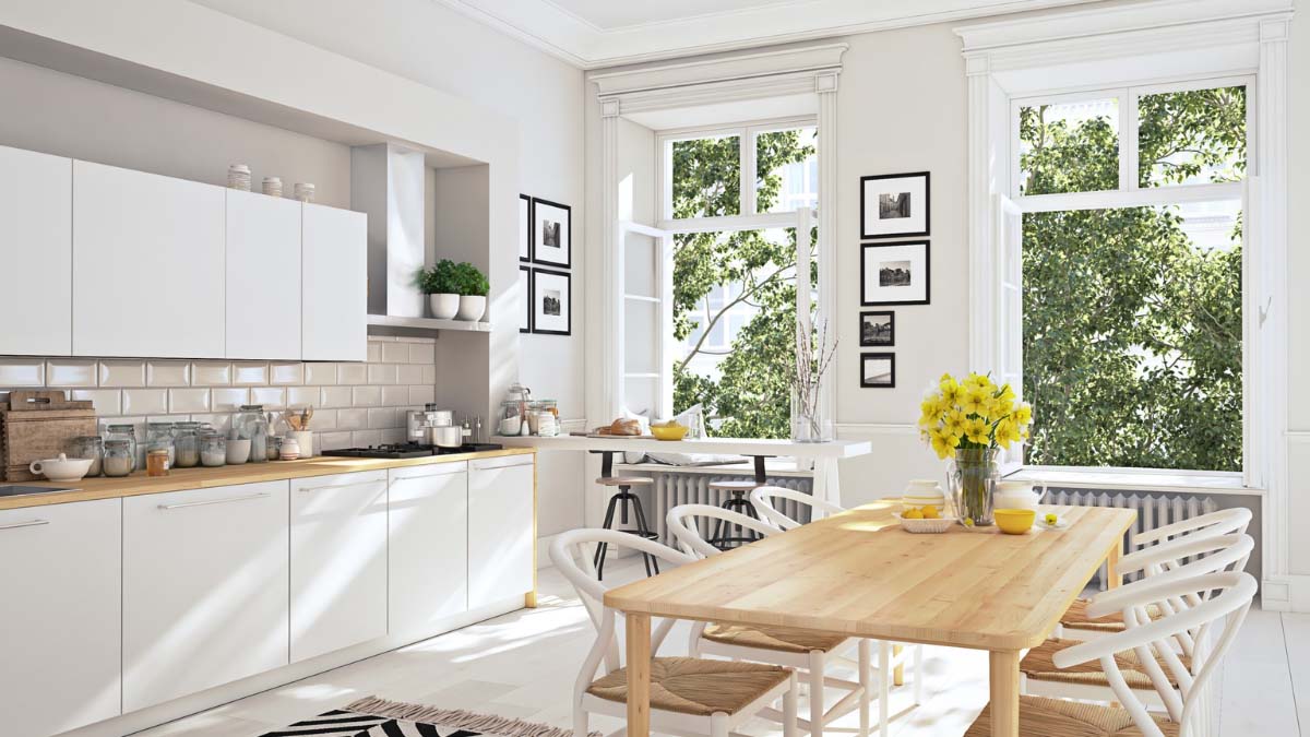 Phòng bếp ngập tràn ánh nắng với phong cách thiết kế Scandinavian. Nguồn: decoraid